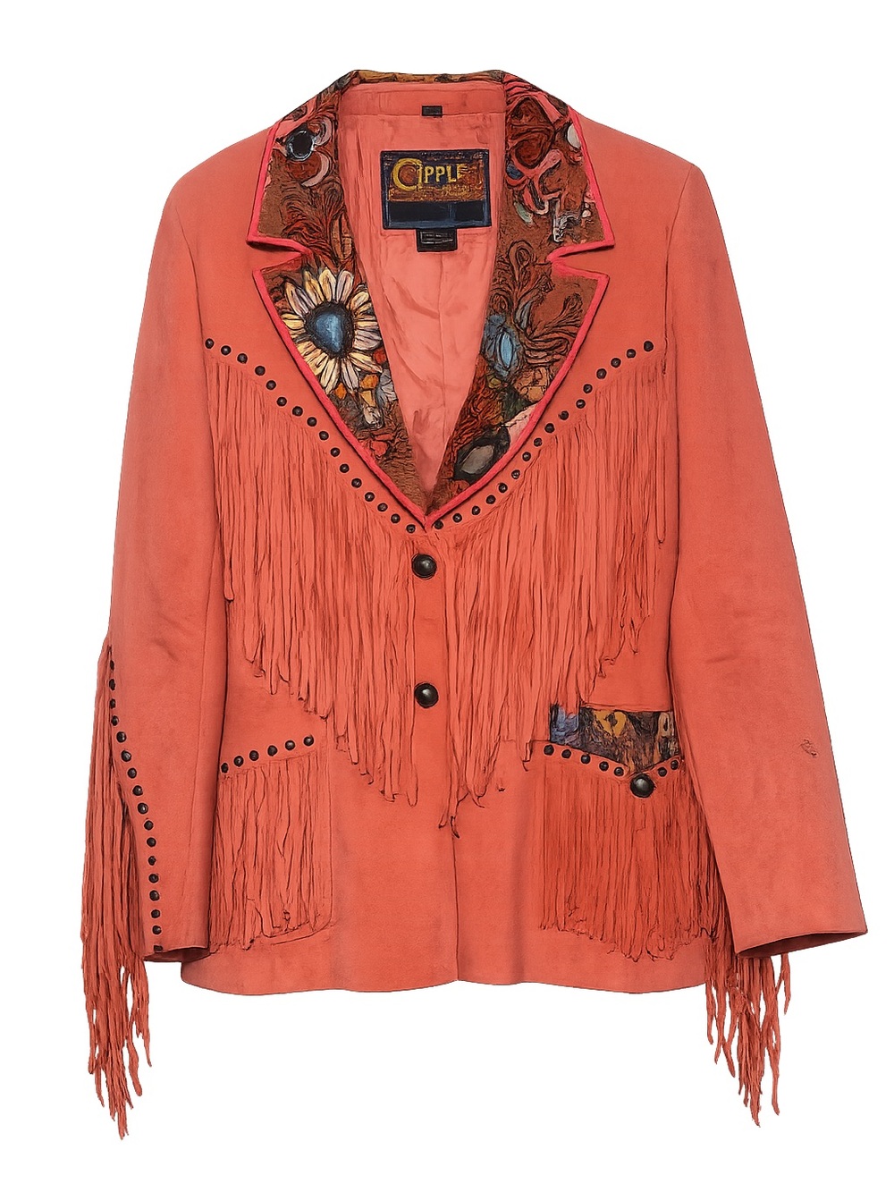 Revamped vintage Cripple Creek genuine leather Fringe Jacket